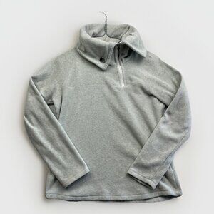 Lole Sweater Women Off-white/Grey Polar Outdoor Fleece Sweatshirt Half-Zip Read